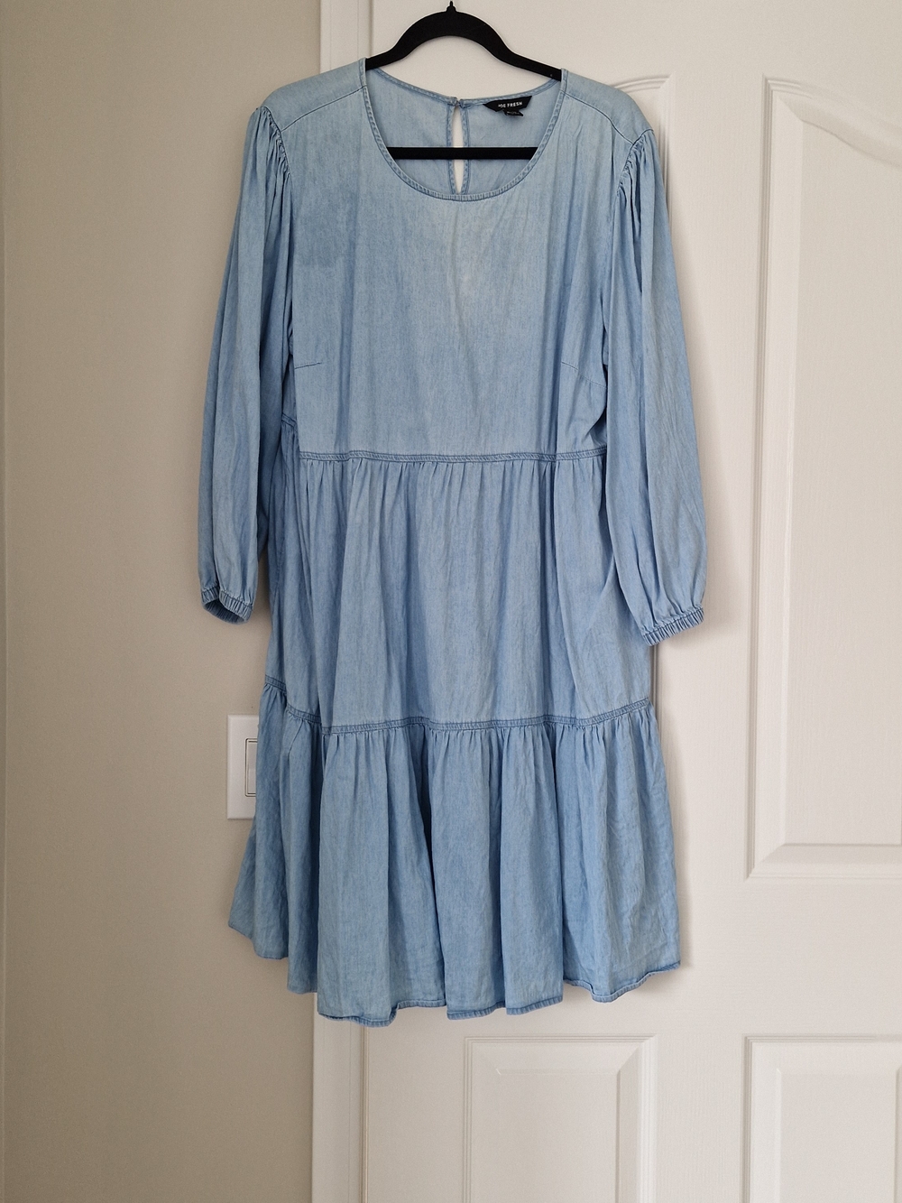 Joe Fresh Light Blue Tiered Chambray Dress